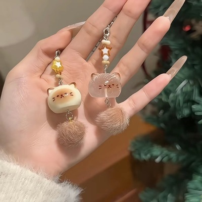 毛绒手工小猫可爱卡通挂件手机链钥匙包包学生挂件少女心情侣挂饰