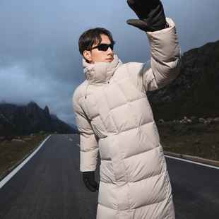 羽物男装长款鹅绒羽绒服冬季极寒加厚连帽外套