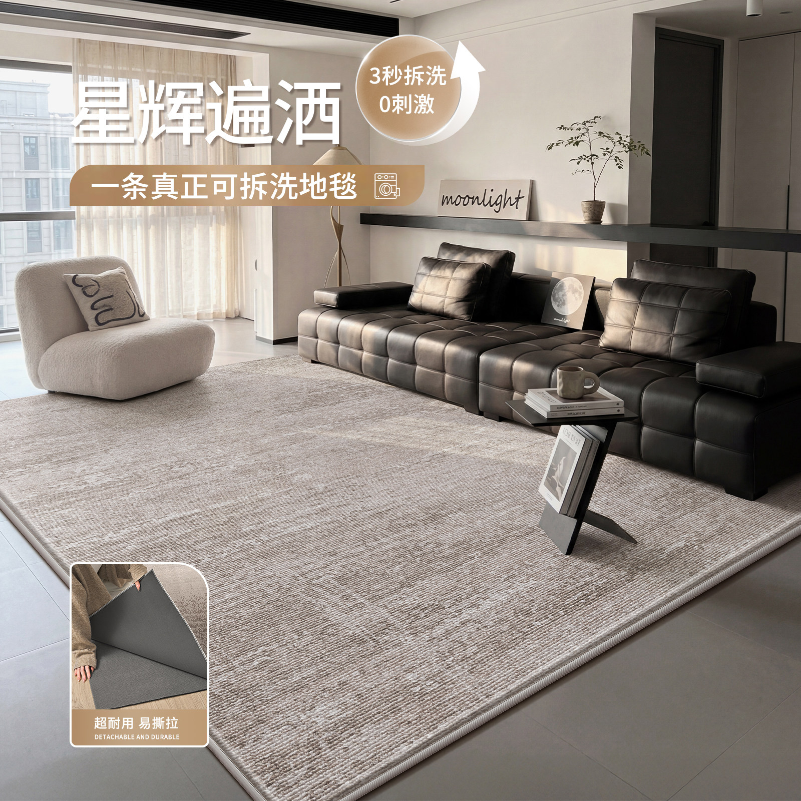 可拆洗地毯客厅意式轻奢高级感2026新款免洗可擦双层可拆卸可机洗