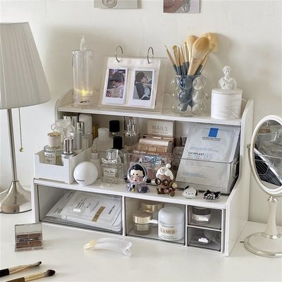桌面化妆品置物架学生宿舍多层护肤品增高展示架面膜收纳盒整理架