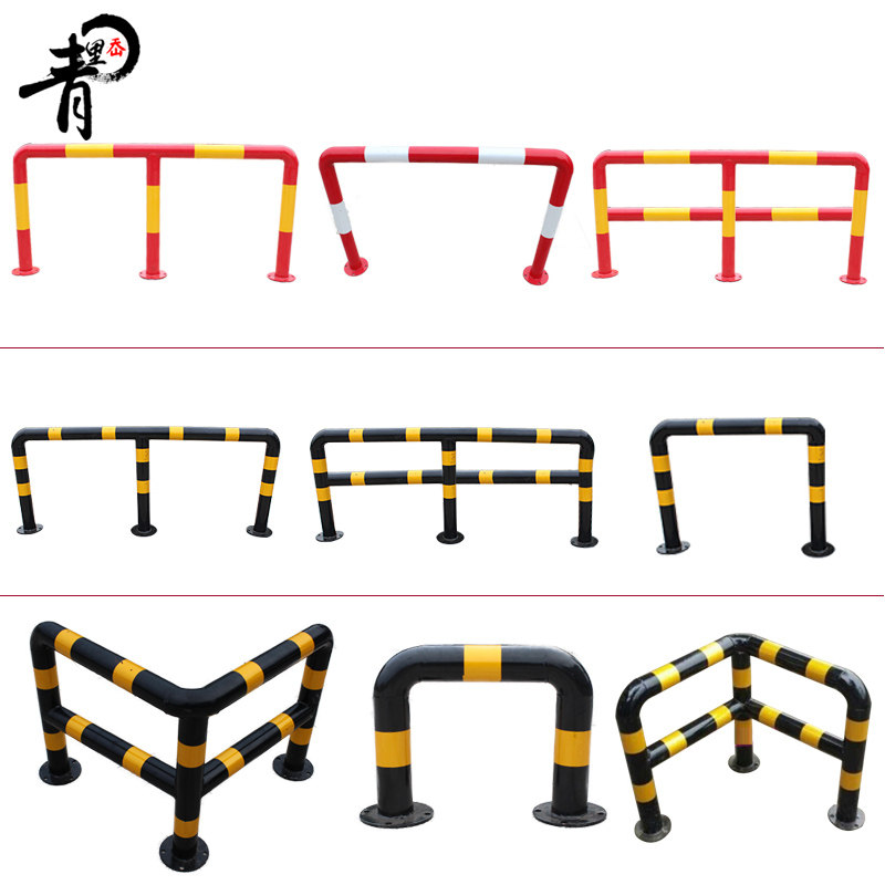 M型防撞护栏U型钢管挡车器杆加油站铁警示柱立柱异型护栏可定做