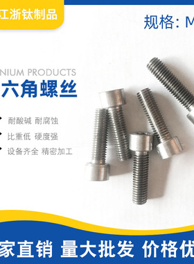 TA2纯钛内六角螺丝 钛合金圆柱M12×10 25 30 35 40 45 50-100mm