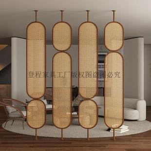 饰定制 藤编屏风隔断双面入户门玄关客厅铁艺不锈钢酒店餐厅民宿装