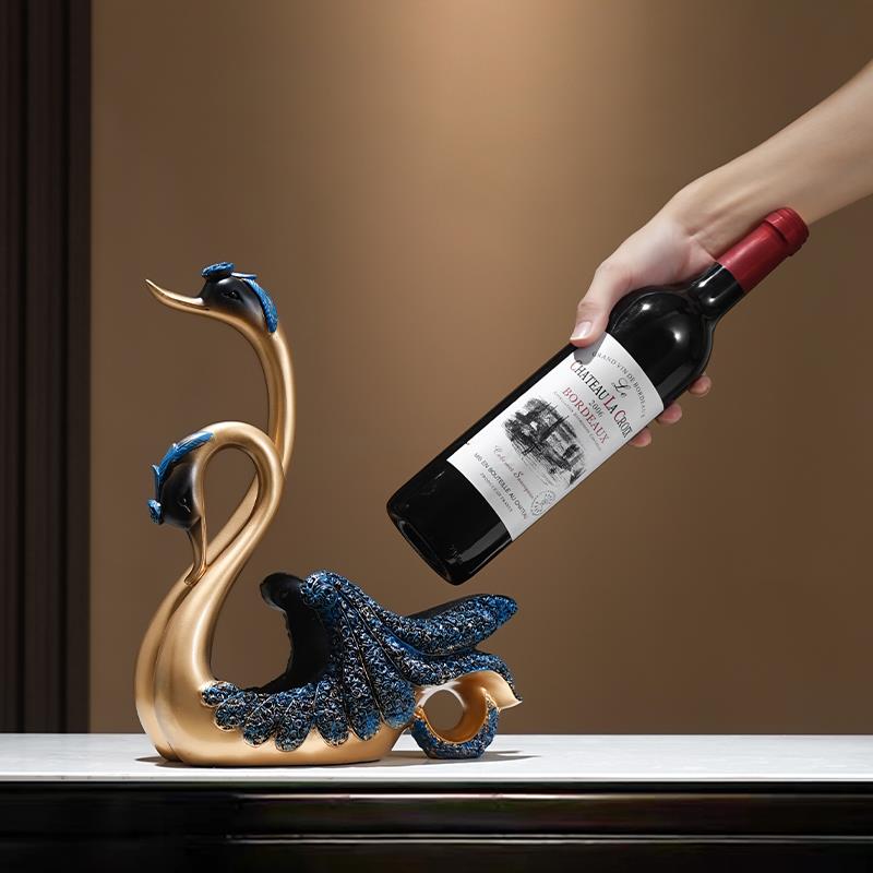 新中式天鹅红酒架酒柜装饰摆件客厅餐桌家居餐边柜乔迁新居礼物