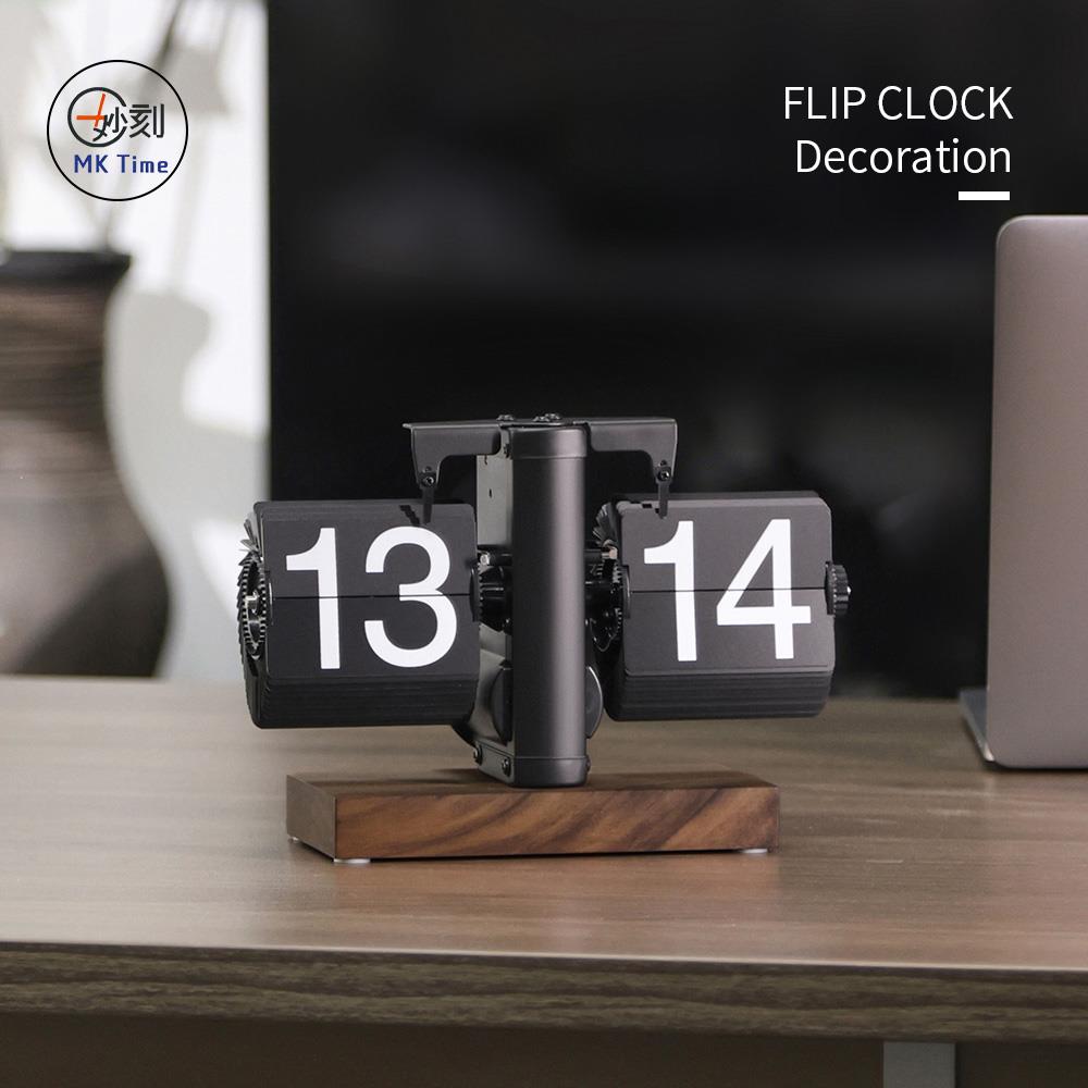 创意个性复古机械自动翻页时钟桌面摆件家居数字钟表座钟