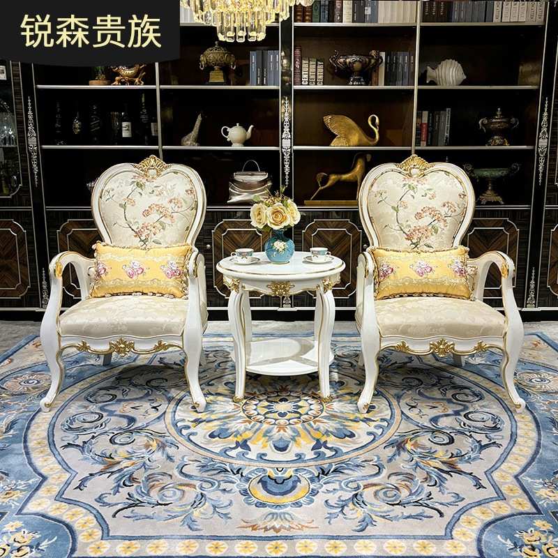 法式布艺绣花休闲椅 欧式奢华沙发椅客厅造型椅布艺公主椅高背椅