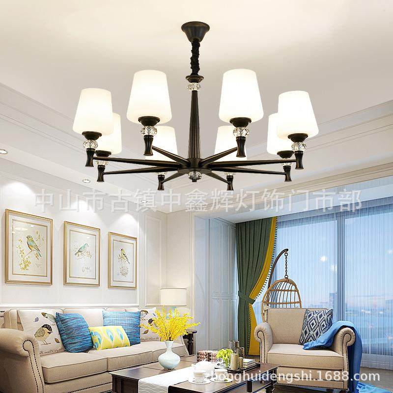 美式吊灯客厅灯具大气简约复古铁艺乡村卧室吊灯大厅别墅餐厅灯饰