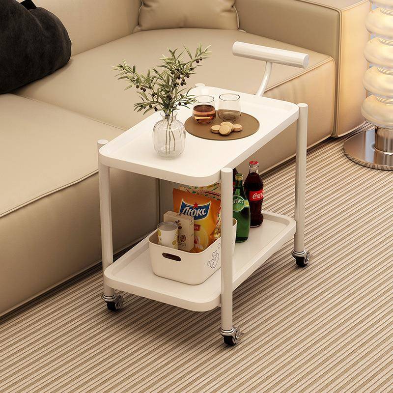 可移动茶几2024新款小推车奶油风客厅家用沙发边几置物架带轮餐车