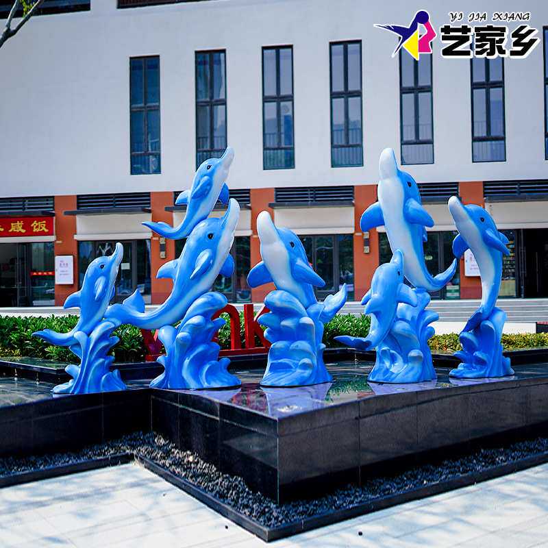 仿真海豚动物玻璃钢雕塑户外园林售楼部水池水景海洋模型景观摆件
