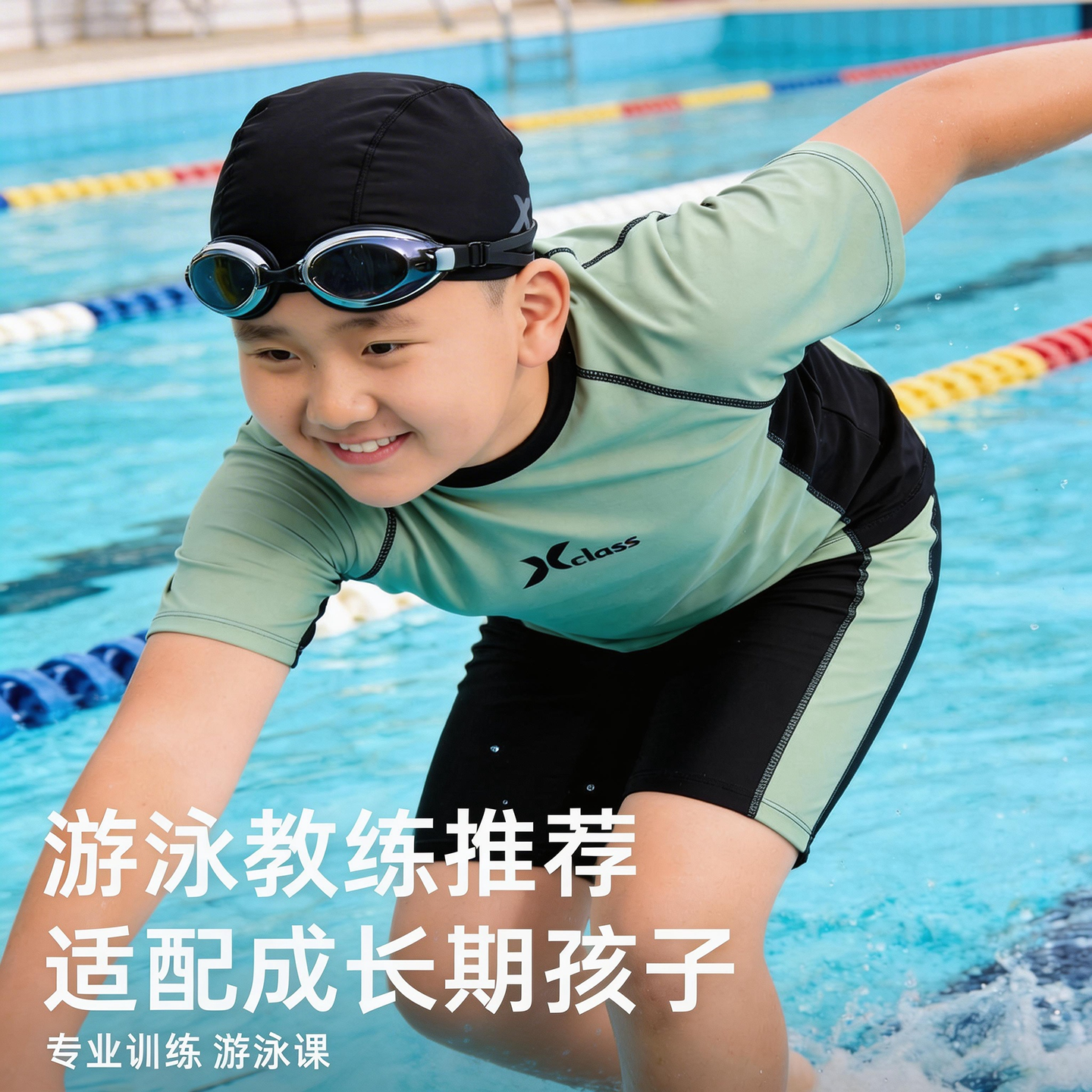 胖童泳衣男分体式泳装青少年胖男童游泳训练服加肥加大泳裤胖童装