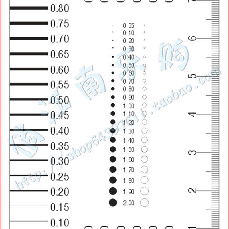 量通OA-1胸卡量规 菲林尺 点规 线规 污点裂缝对比卡 刮痕 透明尺