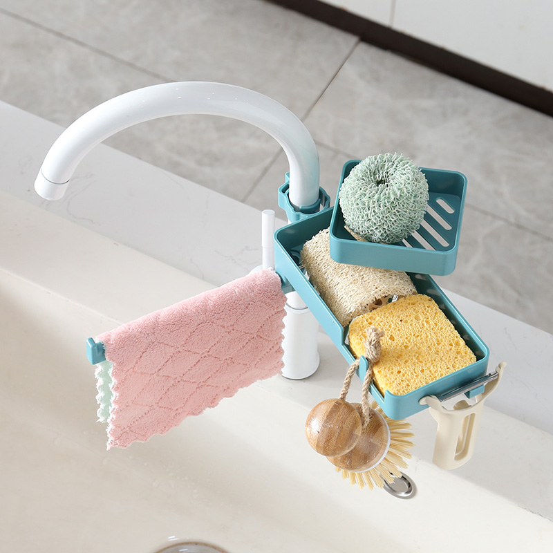 厨房用品水龙头置物架水池抹布海绵水槽沥水架收纳架神器家用大全