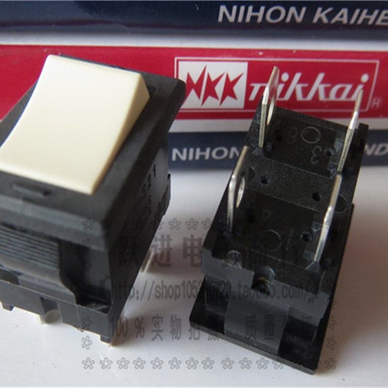 进口日本NKK JW-S21船型开关10A250V 4脚2档翘板电源开关灰白色帽