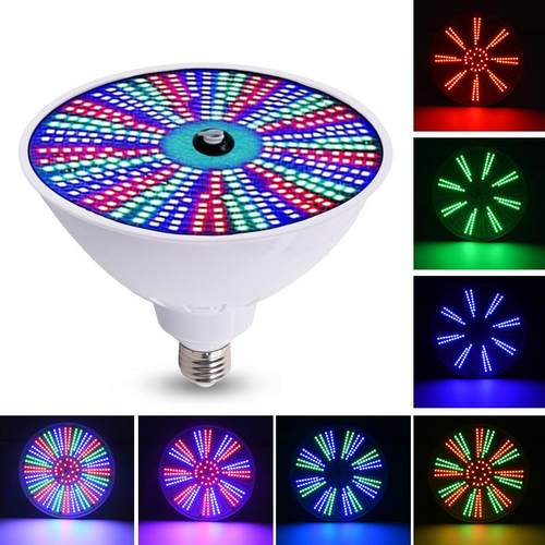 E27水下灯替换光源PAR38七彩RGB无线遥控LED泳池灯光源120V