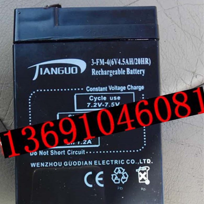 JIANGUO电池3FM4 6V4AH/20HR玩具汽车摩托车 电子秤 台秤蓄电池
