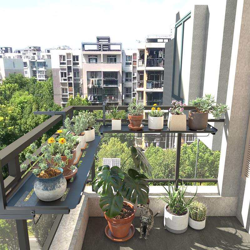 阳台护栏花架铁艺挂式花盆架阳台栏杆悬挂置物架多肉植物放置架子