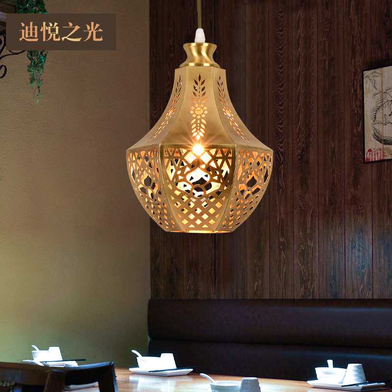 简约餐厅吊灯吧台灯单头工业风酒店工程灯具现代铜艺吊灯镂空工艺