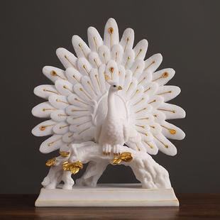 新中式孔雀开屏摆件客厅桌面电视柜玄关装饰品工艺品家居乔迁新居