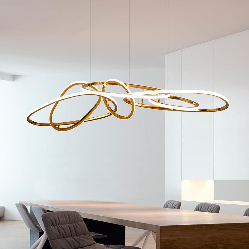 大观园餐厅吊灯现代极简约吊灯轻奢餐桌吧台灯具圆环饭厅吊灯048L