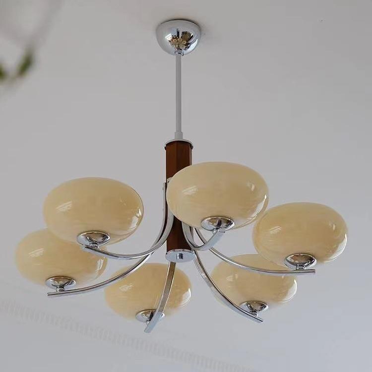 奶油风中古北欧实木卧室餐厅吊灯法式复古原木mcm书房客厅吊灯