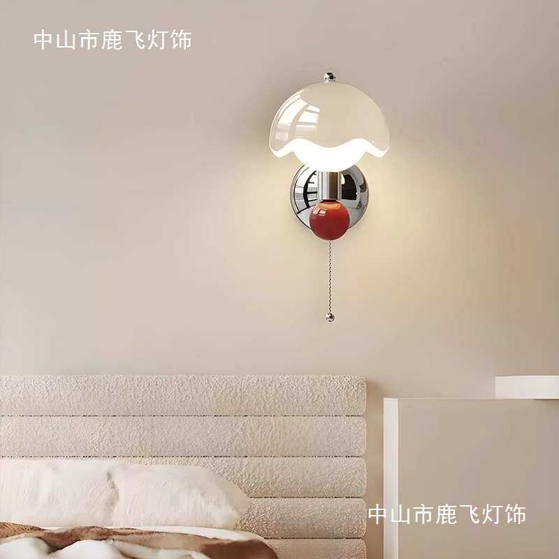 奶油风蛋壳儿童房卧室床头壁灯带拉链开关卡通小夜灯门厅玄关墙灯