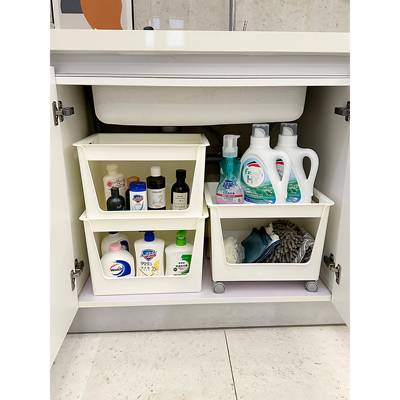 卫生间收纳神器洗手间下水槽置物架浴室柜内放洗衣液沐浴露收纳筐