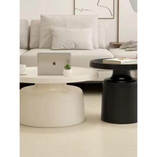 现代简单奶油风格的圆形咖啡桌组合2025新客厅家庭Normcore马提尼