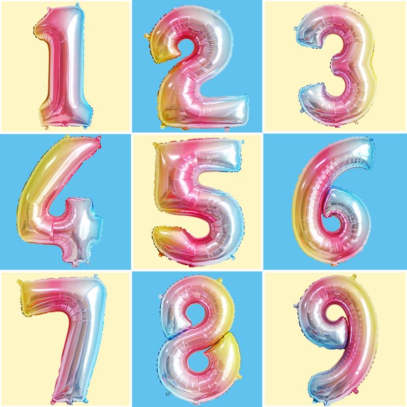 生日大号数字气球立柱宝宝派对装饰0-9儿童路引酒店场景布置