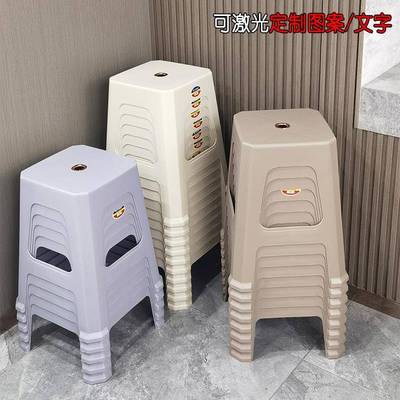 加厚塑料凳子家用熟胶凳成人方凳客厅餐厅防滑高板凳店铺备用凳子