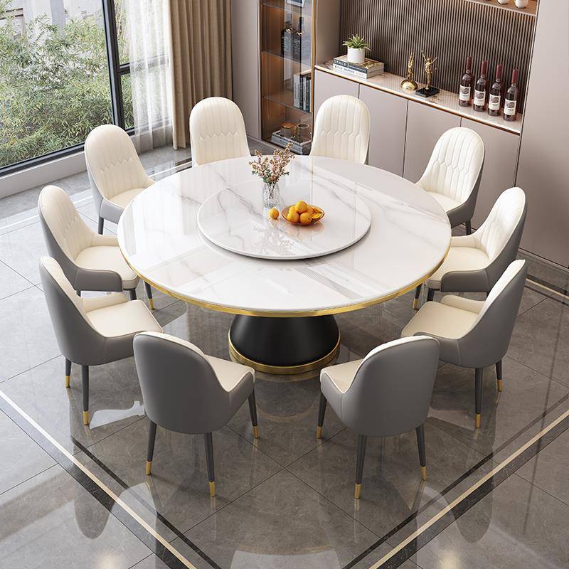 圆形岩板餐桌椅2025新款轻奢家用大理石圆桌现代简约餐饮商用饭桌