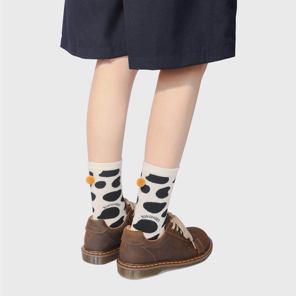 卡通动物园 秋季新品可爱动物提花立体手缝球球校园风泡泡袜女袜