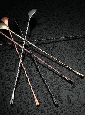 酒吧灵魂美式细螺纹水滴型系列不锈钢调酒棒长吧勺BarSpoon调酒勺