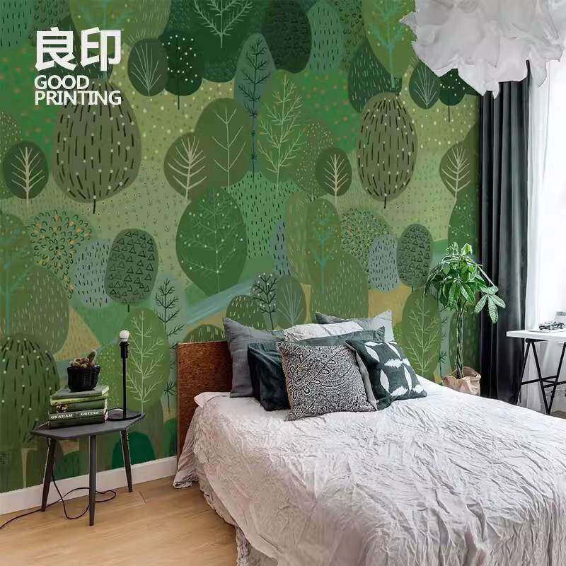 良印森林北欧创意壁纸客厅电视背景墙墙纸无纺布卧室定制无缝墙布