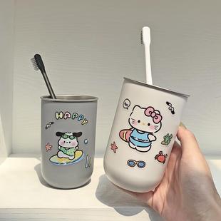 304不锈钢可爱家用洗漱杯子情侣牙杯儿童卡通漱口杯牙缸牙具 日式