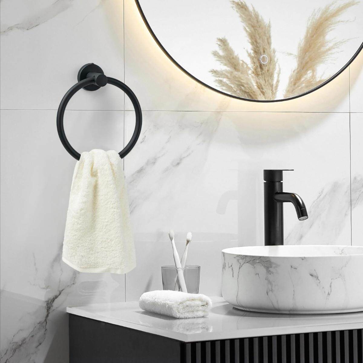 欧式简约毛巾环圆形不锈钢毛巾架打孔浴室卫生间毛巾挂环擦手巾挂