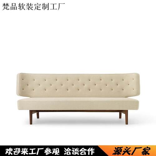 中古设计感艺术沙发小户型诧寂风复古棉麻布艺工作室三人沙发商用