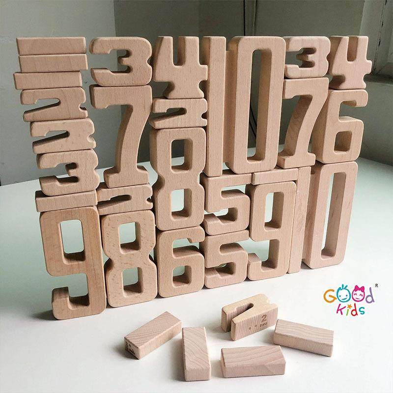 蒙氏数字积木32粒儿童益智玩具木制彩色积木早教数学教具