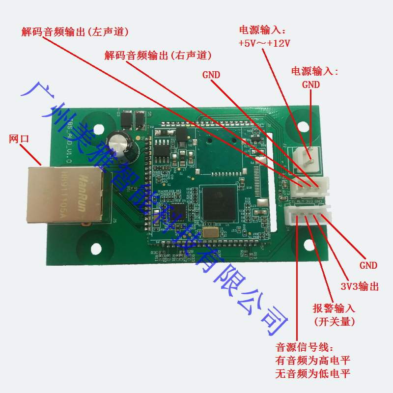 至蓝 IP网络音频解码板 IP网络广播模块 校园网络公共广播系统