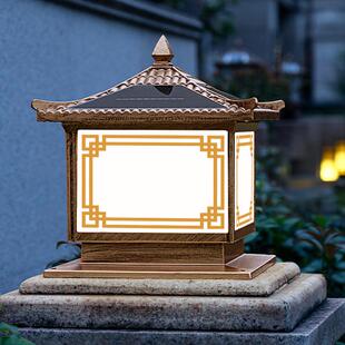 太阳能户外灯柱头灯庭院灯家用别墅装饰新中式围墙院子大门柱子灯