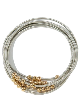 弹力铁丝串珠银色金珠手链套装手镯弹性手环欧美