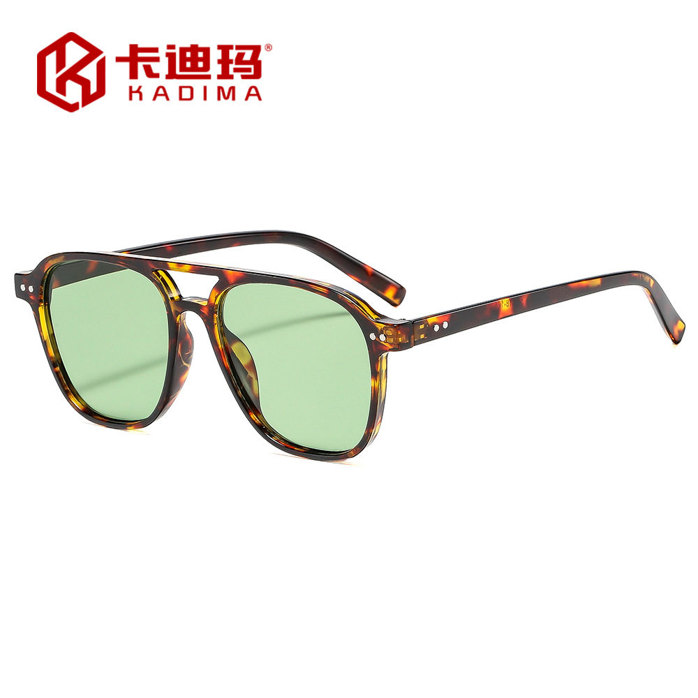 新款时尚男女双梁飞行员蛤蟆镜开机欧美潮流个性防晒墨镜太阳眼镜