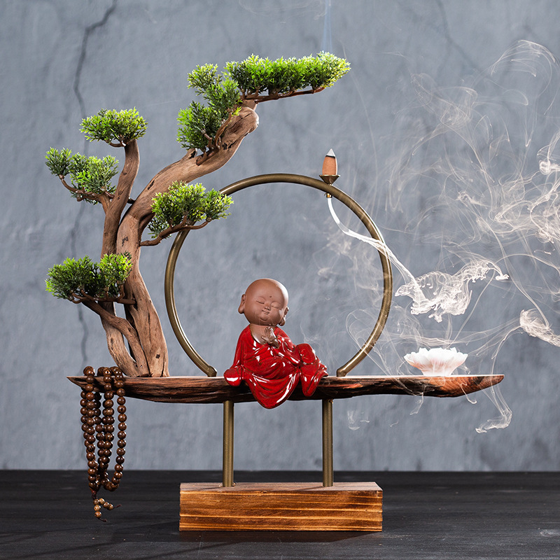 禅意摆件新中式电视柜装饰办公室客厅创意陶瓷工艺品软装玄关摆件