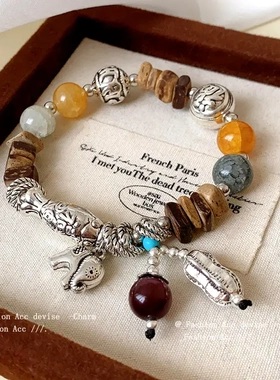 新中式小象花生锦鲤福字手链民族风复古串珠手串时尚通勤手饰