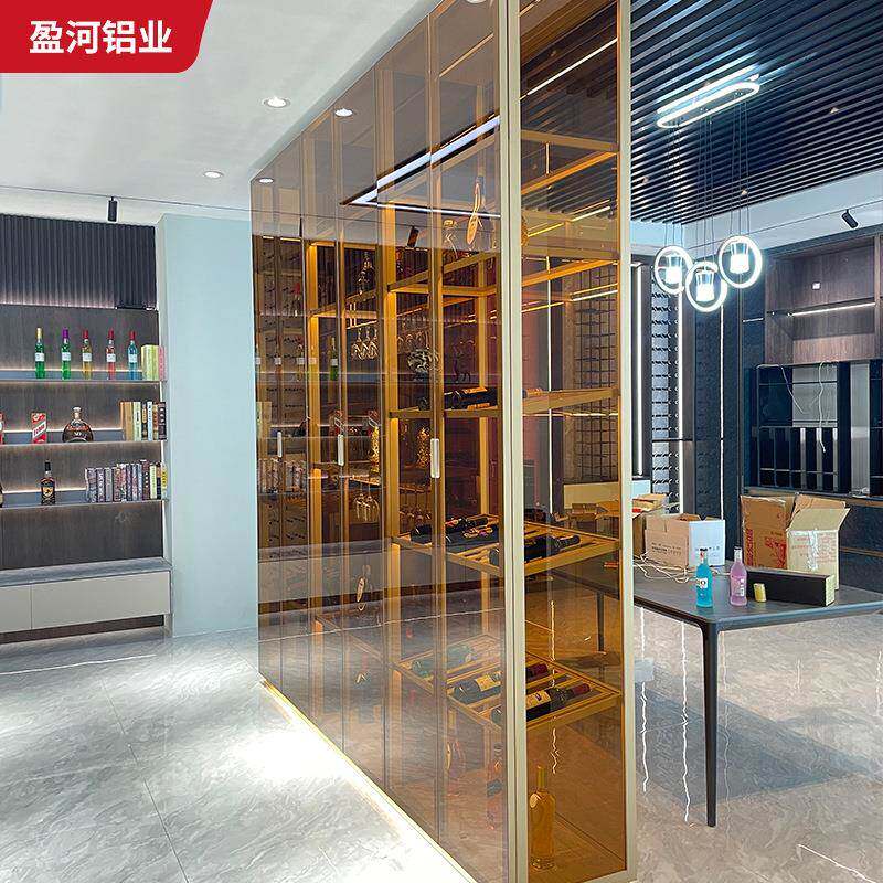 铝合金玻柜玻璃柜轻奢手办玩具酒展示柜带灯靠墙璃柜衣隔断置JWG