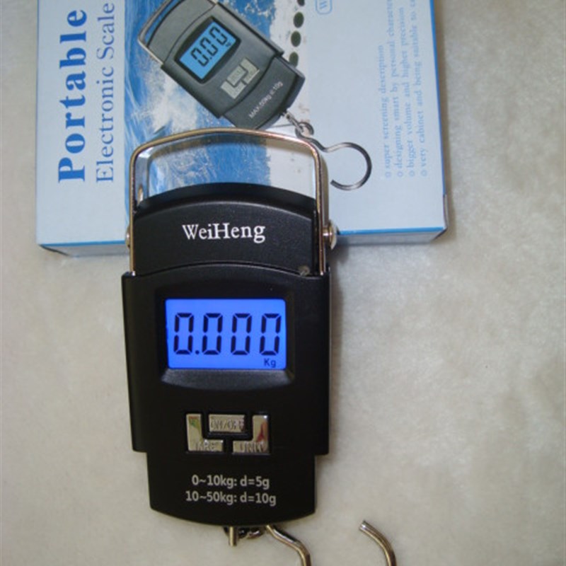 包邮威恒便携式弹簧秤手提电子秤吊钩称电子称快递秤50kg行李秤