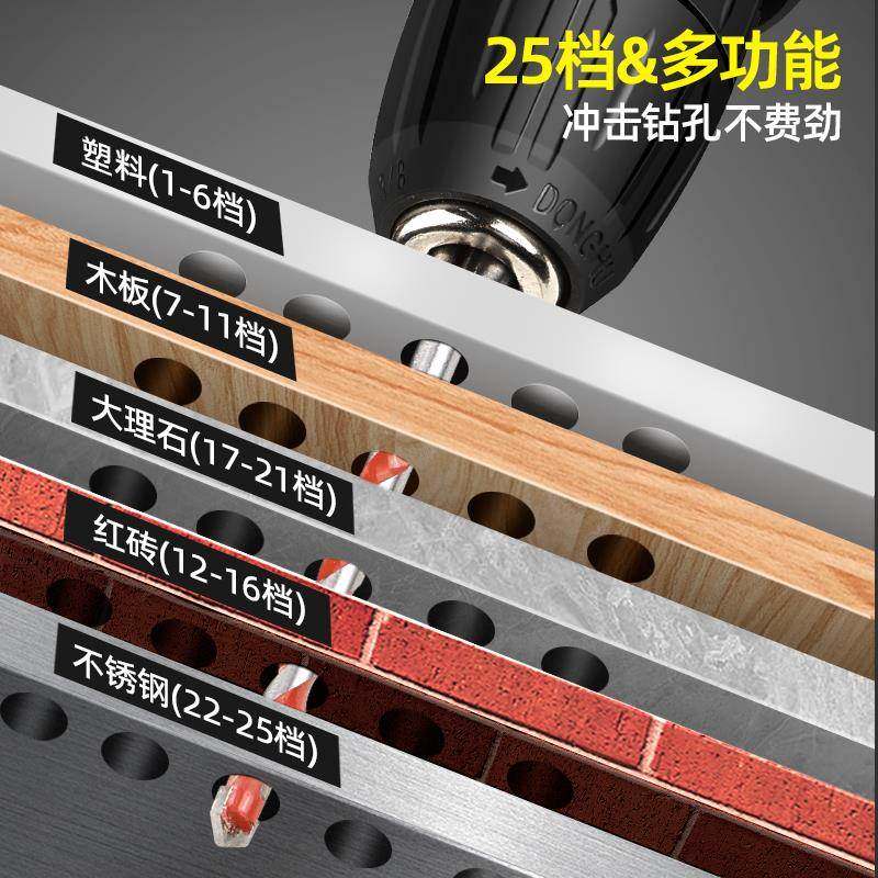 XD电钻手冲击钻家用型小锂电池手电动钻AWE充电式手钻打孔电动螺