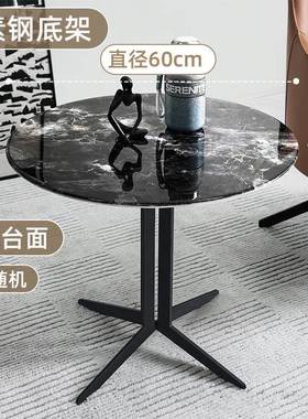 沙轻奢岩板边几小茶几理 大石发角几YIC 意茶桌小圆桌式可移动小