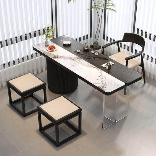 2025新NFL阳台泡组茶桌椅合实木原木茶桌简约家用办公室茶台款茶