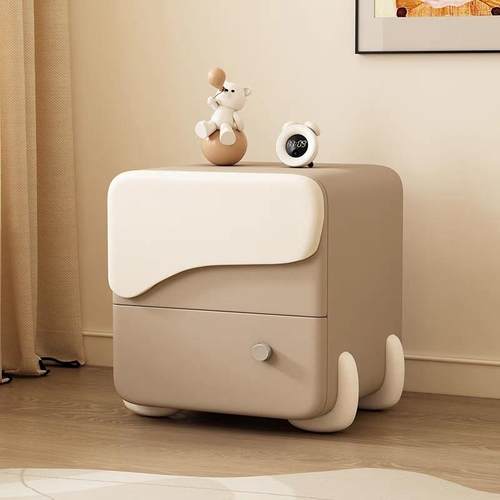 双爱拼色床头柜可奶油风意儿童木床头柜简约现代新PJD款创免安实