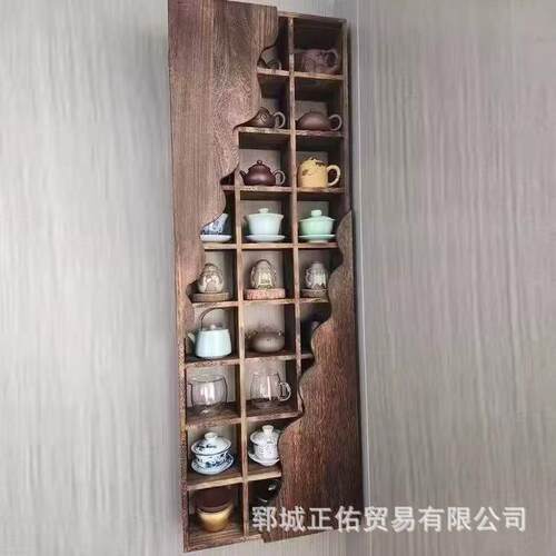 老榆木博古架陈壁挂式茶具茶叶收57020纳架木实民茶室文玩摆件列